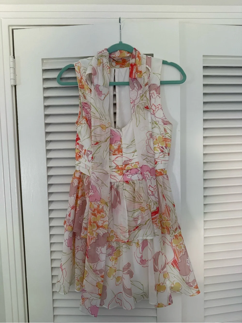 Amanda Uprichard Floral Print Mini Dress in Blush and Green